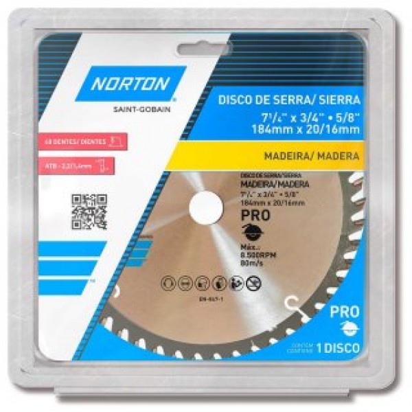 Disco de Serra Madeira 7 1/4'' - Norton Pro 48D