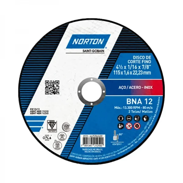 Disco de Corte Fino Norton BNA 12 - 4 1/2 Pol.