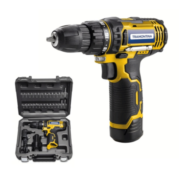 Kit Parafusadeira & Furadeira A Bateria 12V com 30 Peças Tramontina